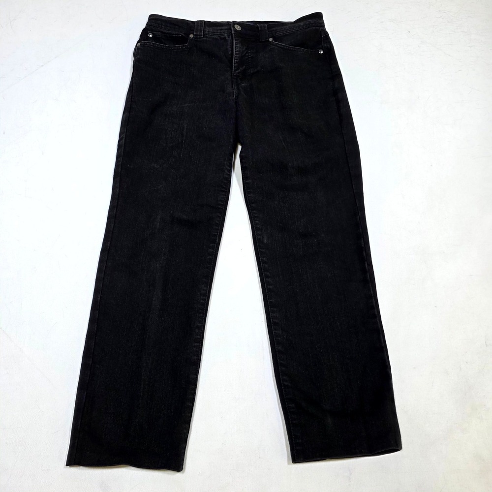 Charter Club Jean Shop Jeans Womens 8S Black Curvy Slim Short Stretch Denim
